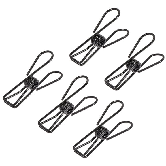 Uxcell 1" Small Metal Wire Clips Multi-Purpose Bag Clamps, Black 45 Count
