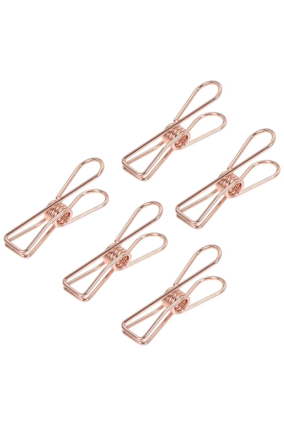 1" Small Metal Wire Clips Multi-Purpose Bag Clamps, Rose Gold 25 Count