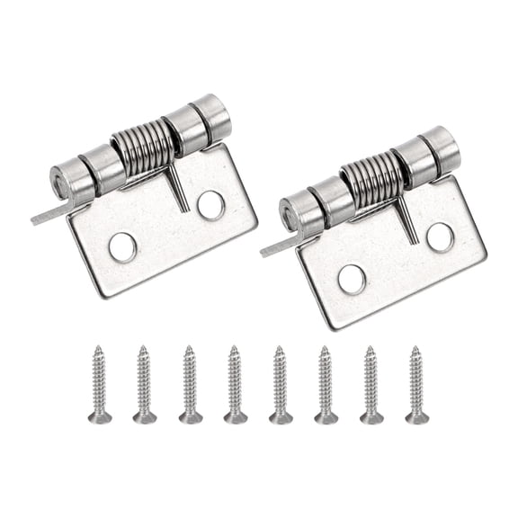 Uxcell 1" Spring Loaded Hinges Self Closing Door Hinges  304 Stainless Steel Small Door Hinges with Screws, 2 Pcs