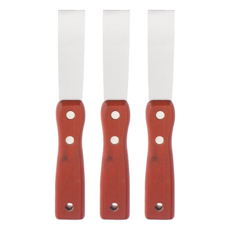 Uxcell 1 Stainless Steel Putty Knife Wooden Handle for Drywall Pack of 3 