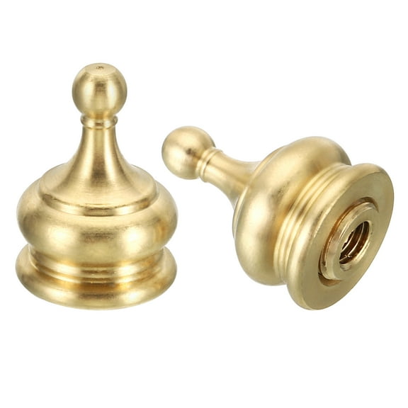 Uxcell 1" Tall Brass Lamp Finial Cap Knob 2 Set Lamp Screw Holder Tapped 1/4-27 Table Floor Lamp Shade Decoration Gold