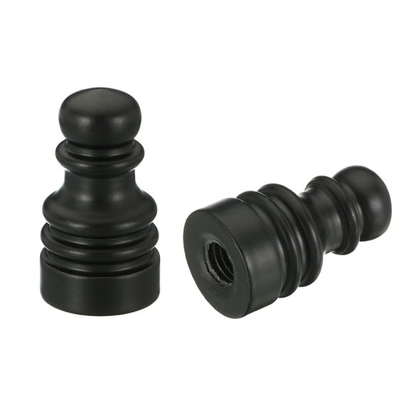 Uxcell 1" Tall Iron Lamp Finials Cap Knob, 2Pcs Lamp Screw Holder Tapped 1/4 27 for Lamp Shade, Black