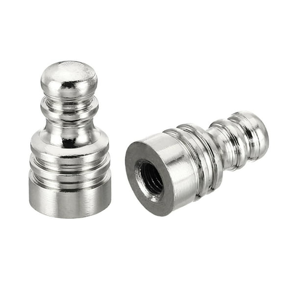 Uxcell 1" Tall Iron Lamp Finials Cap Knob, 2Pcs Lamp Screw Holder Tapped 1/4 27 for Lamp Shade, Nickel Color