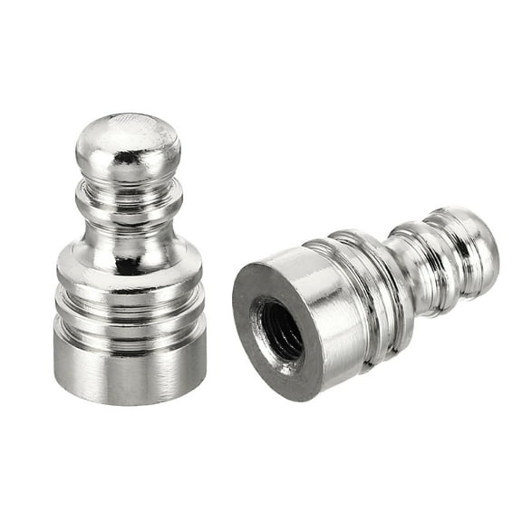 Uxcell 1" Tall Iron Lamp Finials Cap Knob, 2Pcs Lamp Screw Holder Tapped 1/4 27 for Lamp Shade, Nickel Color