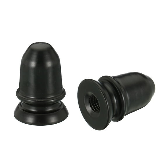 Uxcell 1" Tall Iron Lamp Finials Cap Knob, 2Pcs Lamp Screw Round Head Holder Tapped 1/4 27 for Lamp Shade, Black
