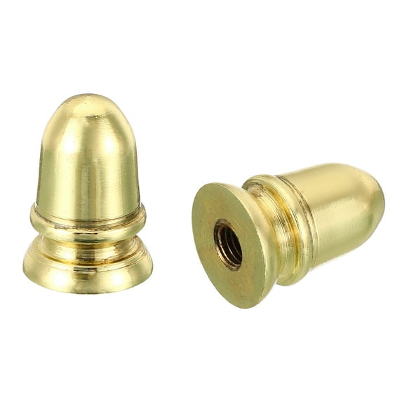Uxcell 1" Tall Iron Lamp Finials Cap Knob, 2Pcs Lamp Screw Round Head Holder Tapped 1/4 27 for Lamp Shade, Gold