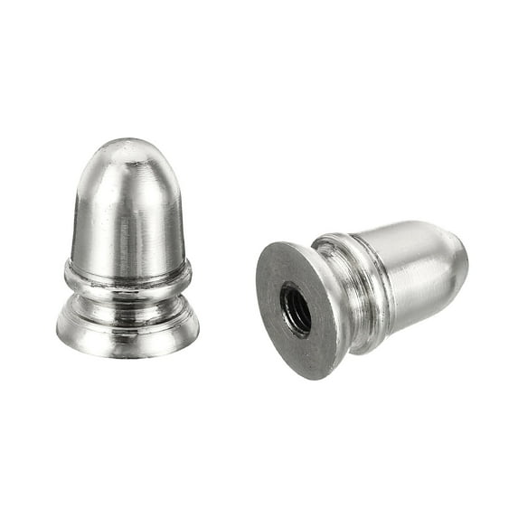 Uxcell 1" Tall Iron Lamp Finials Cap Knob, 2Pcs Lamp Screw Round Head Holder Tapped 1/4 27 for Lamp Shade, Nickel Color