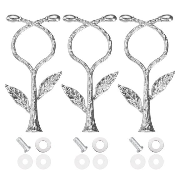 Uxcell 1-Tier Cake Tray Stand Handle 3 Set Metal Cake Stands Holder Cupcake Dessert Plate Hardware Fitting Holder Rod Stand Handle for Wedding Party Festival, Silver (Vine)