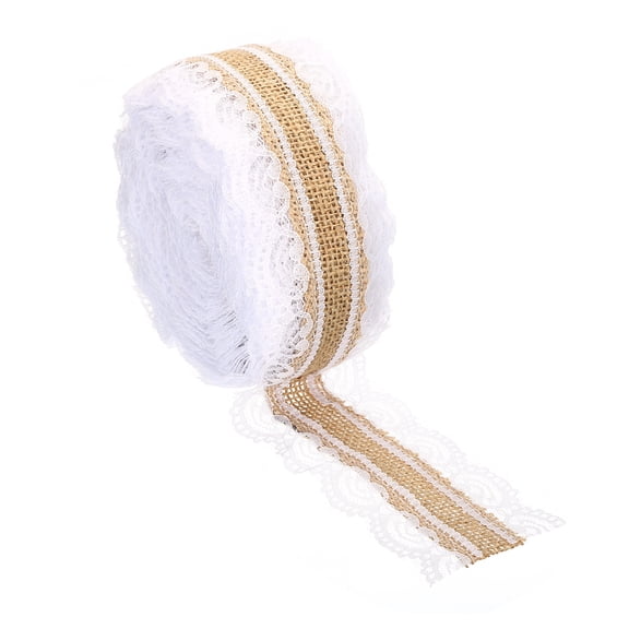 Uxcell 1" Wide 11 Yards Burlap Fabric Ribbon, Wrapping Wired Jute Lace Crafts Roll Floral Sided for Decoration