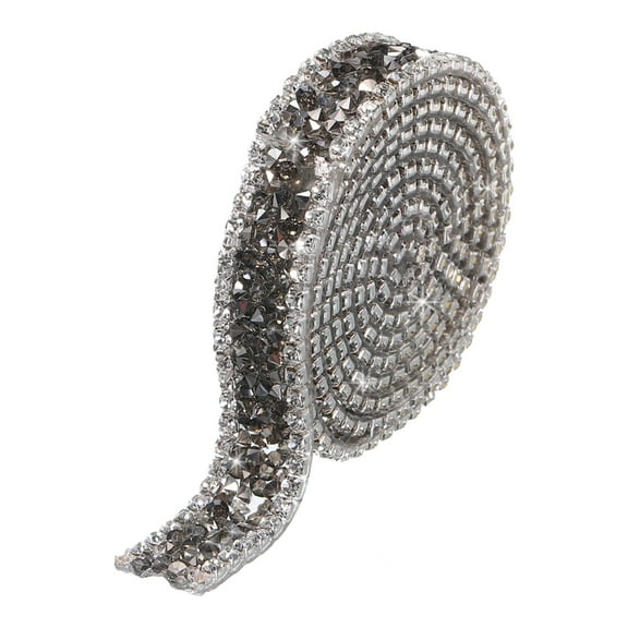 Uxcell 1 Yard 15mm Crystal Rhinestone Diamond Hotfix Ribbon Bling Rhinestones Trim Black Gray