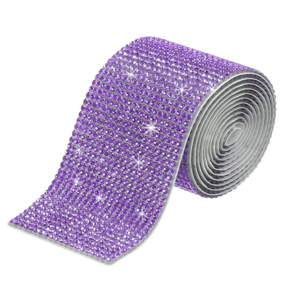 Uxcell 1 Yard 4.5cm Self Adhesive Crystal Rhinestone Diamond Ribbon for Birthday Decorations Purple