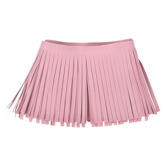 Uxcell 1 Yard 4 Inch Faux Leather Fringe Trim Tassel Fringe for Sewing, Pink