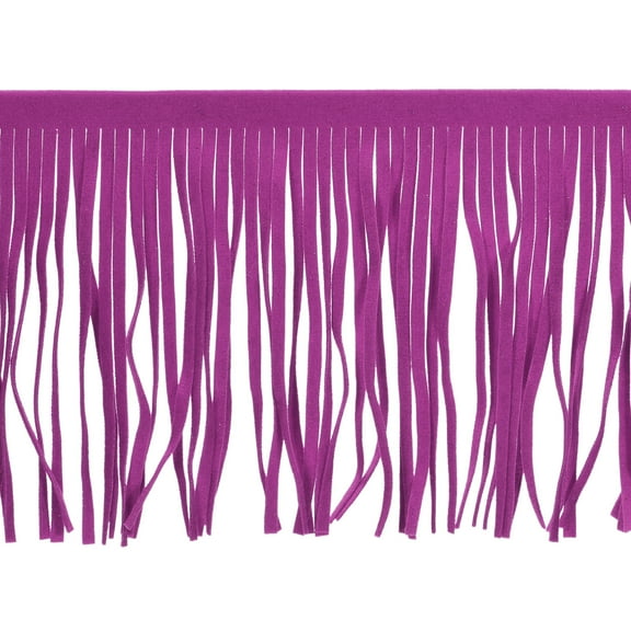 Uxcell 2 Yards 4 Inch PU Leather Fringe Trim DIY Tassel Fringe for Sewing Purple