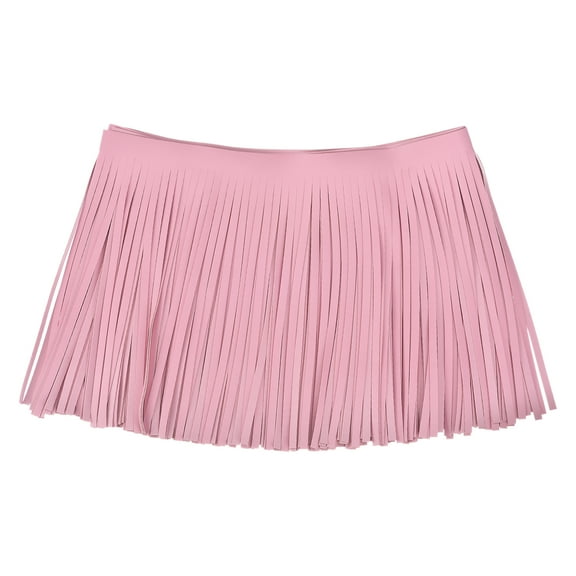 Uxcell 1 Yard 8 Inch Faux Leather Fringe Trim Tassel Fringe for Sewing, Pink