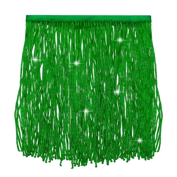 Uxcell 1 Yard Beaded Fringe Trim, 6 Inch Wide Glass Beads Trim Tassels Ribbon Fringe for Dress Clothing Accessories DIY Crafts Home Decoration, Forest Green