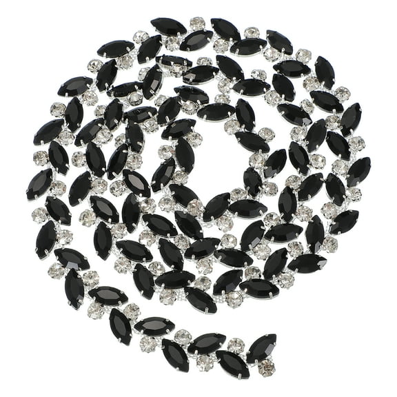 Uxcell 1 Yard Crystal Rhinestone Trim Close Chain Applique Embellishment for Sewing Crafts DIY Decoration Wedding Clothing Jewelry Making, Black