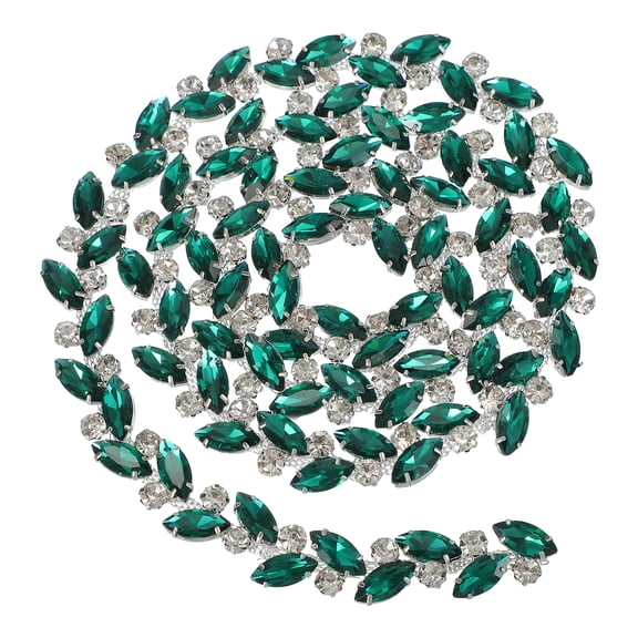 Uxcell 1 Yard Crystal Rhinestone Trim Close Chain Applique Embellishment for Sewing Crafts DIY Decoration Wedding Clothing Jewelry Making, Green
