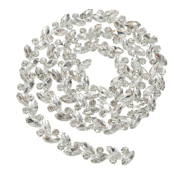 Uxcell 1 Yard Crystal Rhinestone Trim Close Chain Applique Embellishment for Sewing Crafts DIY Decoration Wedding Clothing Jewelry Making, White
