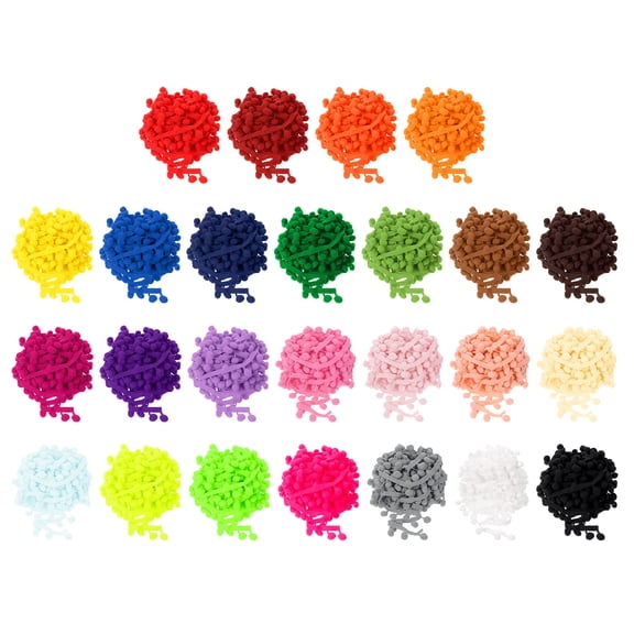 Uxcell 1 Yard Pom Pom Ball Fringe Trim Ribbon Sewing Trim DIY Crafts, 12mm 25 Colors