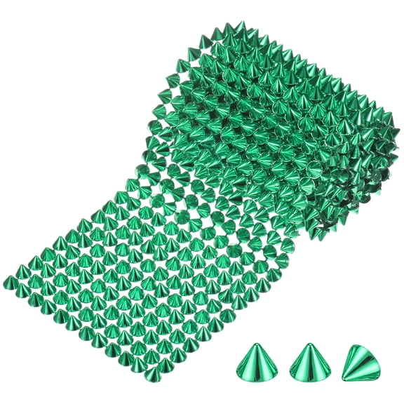 Uxcell 1 Yard Sew Stitch on Spikes Stud Cone 12Rows Plastic Grass Green Spike Rivet for DIY Crafts, Clothing, Bags