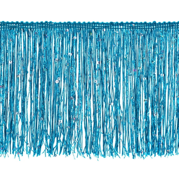 Uxcell 1 Yard of 4" Blue Sequin Fringe Trim DIY Tassel Trim, (2.95 ft/0.9m)