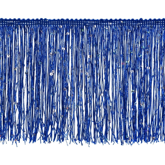 Uxcell 1 Yard of 6" Blue Sequin Fringe Trim DIY Tassel Trim, (3.28 ft/1m)