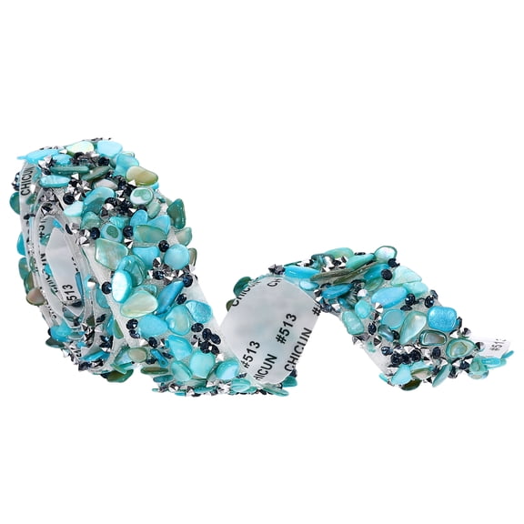 Uxcell 1 Yard x 0.79 Inch Crystal Rhinestone Ribbon, Self Adhesive Resin Crystal Trim Ribbon Strips Bling Artificial Gem Stone Beaded Applique for Clothing DIY Crafts, Lake Blue