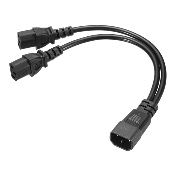 Uxcell 1 ft IEC 60320 C14 to IEC 60320 2 C13 Power Cord, 125V 13A C14 to 2 C13 Power Extension Cable for PC, Monitor, Power Supplies, Black