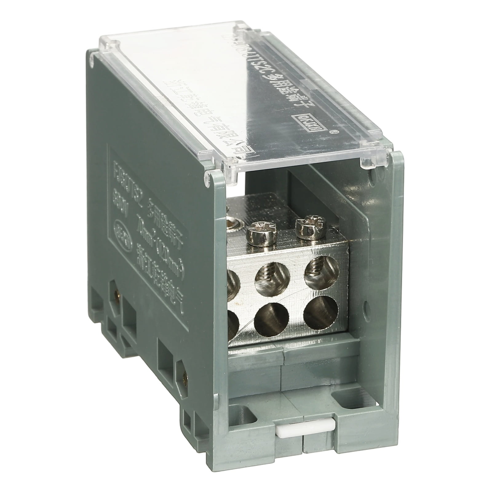 Uxcell 1 in 6 Out Rail Terminal Blocks, 690V 200A Connectors Power Distribution Block with Flame-Retardant Housing 1.42In Width