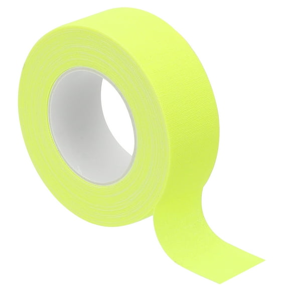 Uxcell 1 inch x 33 feet Neon Gaffer Cloth Tape, 1 Roll Fluorescent Adhesive Tape Black Light Glow Tape, Yellow