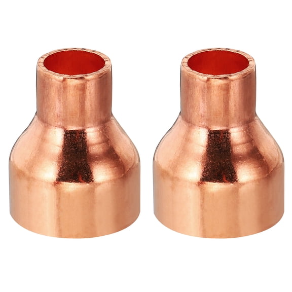 Uxcell 1" to 1/2" ID Copper Reducer, 2pcs Copper Reducing Coupling Pressure Fitting Pipe Tube Connector Adapter