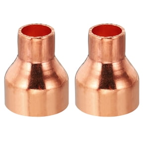 Uxcell 1" to 1/2" ID Copper Reducer, 2pcs Copper Reducing Coupling Pressure Fitting Pipe Tube Connector Adapter