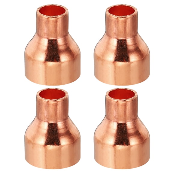 Uxcell 1" to 1/2" ID Copper Reducer, 4pcs Copper Reducing Coupling Pressure Fitting Pipe Tube Connector Adapter