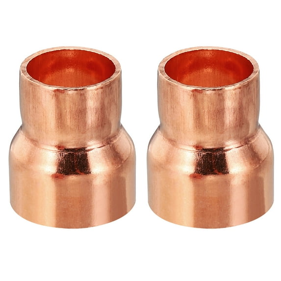 Uxcell 1" to 3/4" ID Copper Reducer, 2pcs Copper Reducing Coupling Pressure Fitting Pipe Tube Connector Adapter