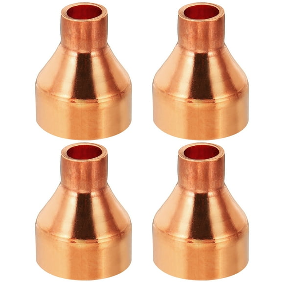 Uxcell 1" to 3/8" ID Copper Reducer, 4pcs Copper Reducing Coupling Pressure Fitting Pipe Tube Connector Adapter