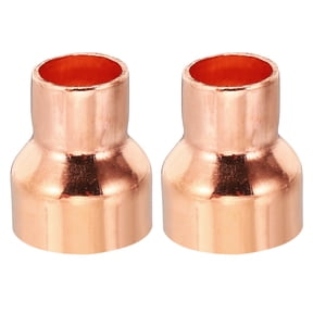 Uxcell 1" to 5/8" ID Copper Reducer, 2pcs Copper Reducing Coupling Pressure Fitting Pipe Tube Connector Adapter