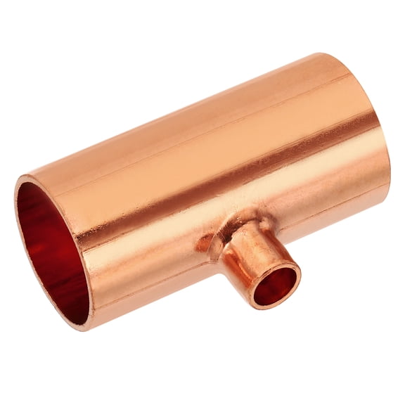 Uxcell 1" x 0.39" x 1" ID Reducing Tee Copper Fitting, 1pcs Copper Pipe Tube Connector Adapter Reducer