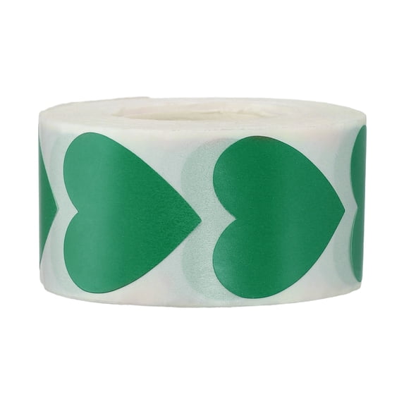 Uxcell Heart Stickers Roll, Stickers for Small Business Paper Self-Adhesive Gift Labels for Gift Wrapping Party Favor Tags Bags Green