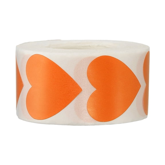 Uxcell Heart Stickers Roll, Stickers for Small Business Paper Self-Adhesive Gift Labels for Gift Wrapping Party Favor Tags Bags Orange