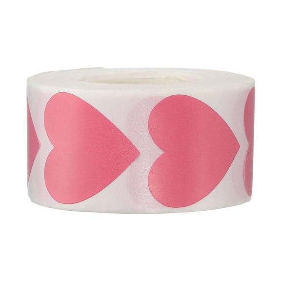 Uxcell Heart Stickers Roll, Stickers for Small Business Paper Self-Adhesive Gift Labels for Gift Wrapping Party Favor Tags Bags Pink