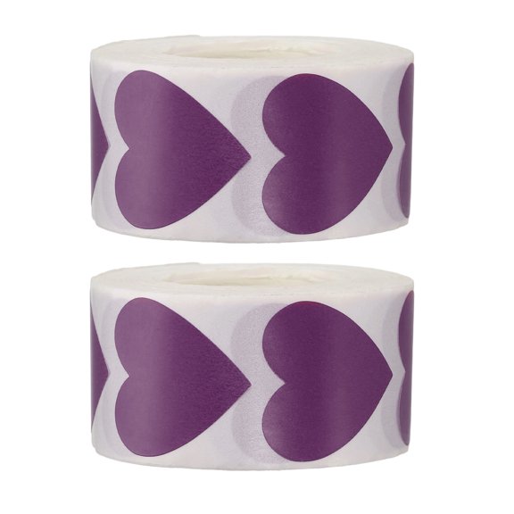 Uxcell Heart Stickers Roll, Stickers for Small Business Paper Self-Adhesive Gift Labels for Gift Wrapping Party Favor Tags Purple