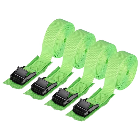 Uxcell 1" x 12 ft Lashing Strap with Buckles, 4 Pcs Cam Buckle Tie Down Straps Adjustable Heavy Duty Secure Cinch Straps Up to 440 lbs for Cargo Kayak Bicycles, Green