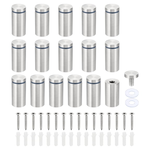 Uxcell 1 x 2 Inch Sign Standoff Screws, 16 Set Stainless Steel Wall Standoff,Silver