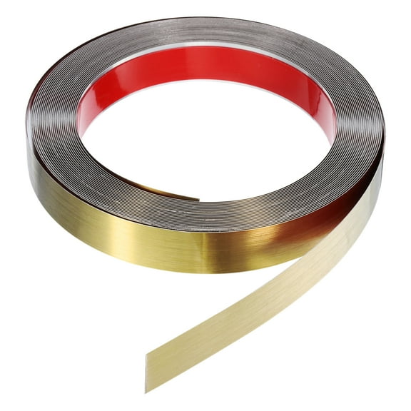 Uxcell 1" x 20ft Peel and Stick Metal Molding Wall Trim Strip Brushed Gold