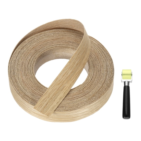 Uxcell 1" x 49 ft Wood Edge Banding, Pre-Glued Flexible Veneer Tape Edging Strip, Plywood Wood Grain Repair Tape for Cabinet Repair, Furniture Restoration, Handicraft DIY, White Oak