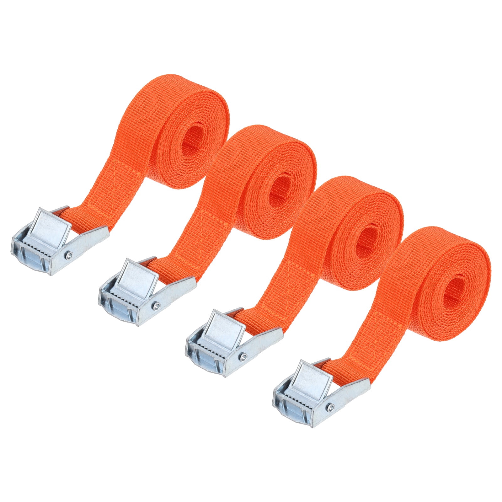 Uxcell 1" x 5ft Lashing Strap with Buckles, 4 Pcs Cam Buckle Tie Down Straps Adjustable Heavy Duty Secure Cinch Straps Up to 551 lbs for Cargo Bicycles Kayak, Orange at Walmart
