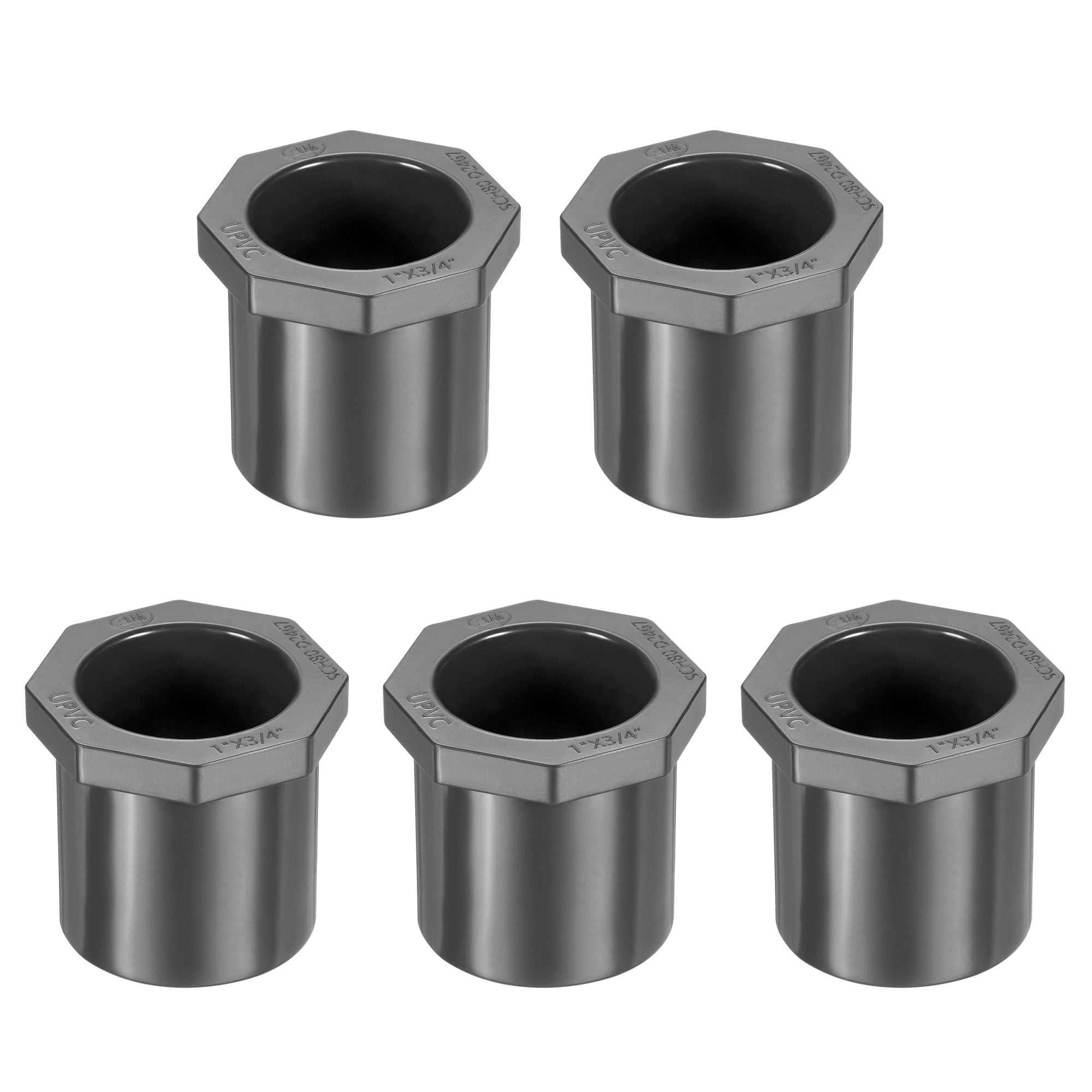 Uxcell 1"x3/4" UPVC Pipe Fitting Straight Socket Joint Coupling Adapter Grey 5 Pack