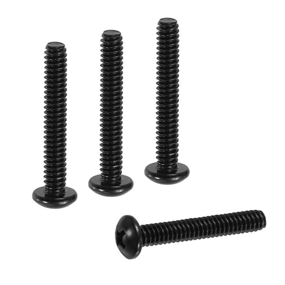 Uxcell #10-24 x 1-1/4" Pan Head Machine Screws, 50 Pcs 304 Stainless Steel Screws for Cabinet Drawer Knob Pull, Black Oxidation