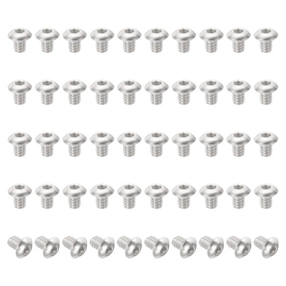 Uxcell #10-24x1/4" Button Head Socket Cap Screws, 50 Pcs 304 Stainless Steel 18-8 Socket Cap Screw