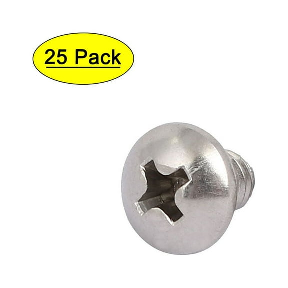 Uxcell 10#-24x1/4-inch 304 Stainless Steel Pan Head Machine Screw Bolt (25-pack)